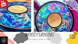 Woodturning A Painted Platter Cosmic CloudsJo sonjas iridescent paints [upl. by Nairbo]