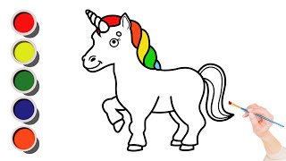 Unicorn Drawing and Coloring for Kids  How to Draw a Unicorn Easy [upl. by Rratsal]