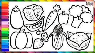 Cómo Dibujar y Colorear 10 Vegetales 🍆🍅🥔🥕 Dibujos Para Niños [upl. by Nnylatsyrc]