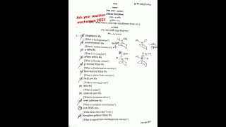 Reaction Mechanism Question 2022 Honours fourth Year।। shorst question [upl. by Nelyaw]