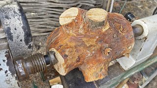 Woodturning  turning firewood into a glass [upl. by Tchao]