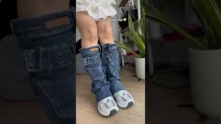 Remake thrift flip jeans into Y2K denim leg warmers remake upcycledclothing thriftflip sewing [upl. by Harlen120]