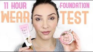 11 hour foundation wear test  Too Faced Peach Perfect Foundation and Mattifying Powder [upl. by Ennazor]