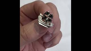 The Black Pearl Pirate Ship Lapel Pin Silver Black Enamel Pin Backing enamelpins lapelpin pirates [upl. by Hgielra557]