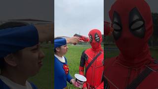 Supergirl Feeding Deadpool  Marvel Real Life [upl. by Dorren]