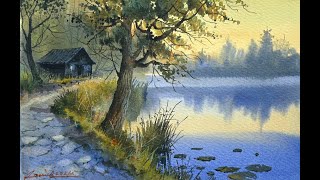 Watercolor painting landscape tutorial [upl. by Nesnah]