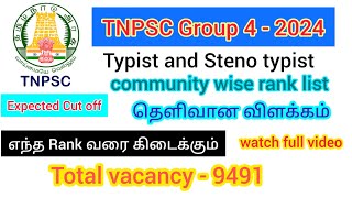 TNPSC Group 4 2024 Typist amp Steno Typist expected communal rank group4cutoff group42024 [upl. by Kaila]