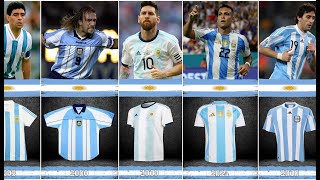 Evolution of the ARGENTINA Jersey Home 19902024  Evolusi Jersey Timnas Argentina [upl. by Aicatsana]