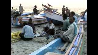 Fishermen resting on the shore Kerala [upl. by Niamor]