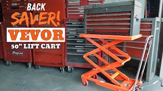 The 1 Back Saving Tool You Need  Vevor 50quot Hydraulic Lift Table Cart [upl. by Valeria]