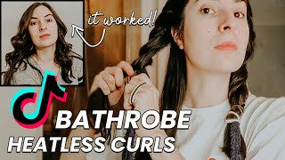 I Tried the Heatless Bathrobe Belt Curls from TikTok amp Im Shocked [upl. by Nirihs]