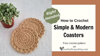 Simple amp Modern Style Crochet Coasters Free Pattern  Tutorial [upl. by Polivy]