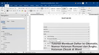 Tutorial Membuat Daftar Isi Otomatis Nomor Halaman Romawi dan Angka Halaman Zikzak di Word 2023 [upl. by Sabir]