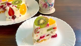 Fruit Jelly Cake  Healthy Colorful Fruit Jelly Recipe easy viralvideo health fruits jelly [upl. by Solegna511]