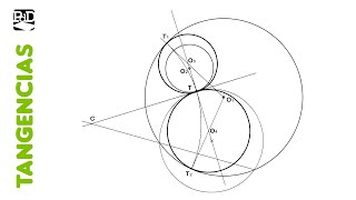 Circunferencias Tangentes a otras 2 Interiores con Punto de Tangencia en una  Tangencias Potencia [upl. by Noid]