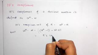 10s complement of a number  example [upl. by Rima160]