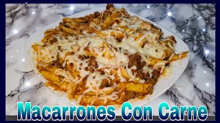 MACARRONES CON CARNE MOLIDA Y TOMATE  Pastas Receta [upl. by Amarillis]