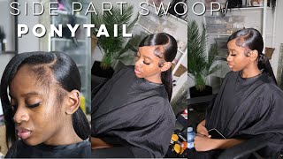 How To Invisible Ponytail With Swoop  Natural Hair Ponytail [upl. by Anneiv]