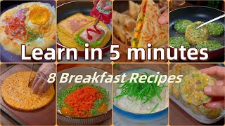 Learn 8 Quick and BudgetFriendly Breakfast Recipes in 5 Minutes [upl. by Nooj]