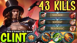 43 KILLS  SAVAGE CLINT NEW BUFFED WITH NEW 1 SHOT BUILD IS BROKEN 😱  BUILD TOP 1 GLOBAL CLINT [upl. by Enaht]