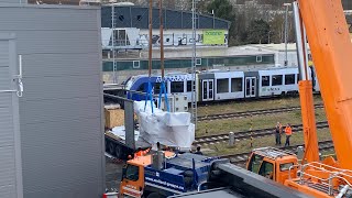 Einhebung der UnterflurRadsatzDrehbank auf dem vlexxBetriebsgelände in Mainz [upl. by Anirdua]