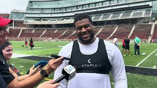 DT Jalen Hunt  Fall Camp Day 1 [upl. by Belldame]