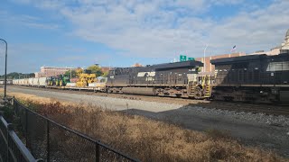 Altoona Eastbound Norfolk Southern train with some farm equipment [upl. by Albertine]