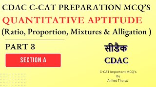 CDAC  CCAT Preparation MCQs  Quantitative Aptitude  Section A  Part 3 [upl. by Eignat]