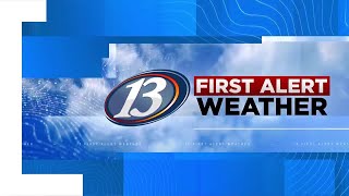 13 First Alert Weather  Four Rain and wind continue tonight colder air takes hold by Wednesday [upl. by Elynad]