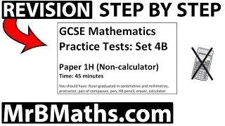 GCSE Maths 91  Edexcel Set 4B  Paper 1H Non Calculator  MrBMaths [upl. by Alamaj408]