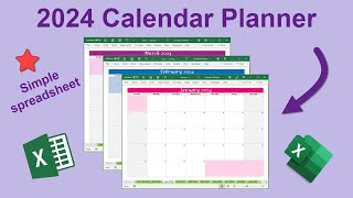 2024 Calendar Planner Spreadsheet [upl. by Clapper]