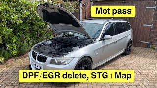 BMW 330d Full DPF downpipe delete  EGR delete swirl flap deletestage 1 map can you pass an mot [upl. by Nannette884]