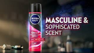 NIVEA MEN Deep Fragrance ACHIEVE perfumed spray with POWERFUL amp SOPHISTICATED Scent [upl. by Zerla]