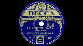 1934 Lew Stone  PS I Love You Alan Kane vocal [upl. by Dynah583]