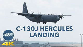 Lockheed Martin C130J Hercules Landing at Airport in Louisville SDF  4K [upl. by Enelrahs]