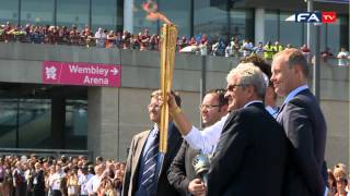 Olympic Torch relay with Gordon Banks reaches Wembley stadium  London Olympics 2012  FATV [upl. by Pope236]