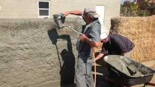 Straw Bale Wall Stucco [upl. by Askwith]