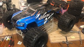 Arrma Kraton 6s installing proline trenchers 38 belted tires [upl. by Annis]