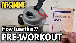 How I use ARG9 sachet   CHEAPEST PRE WORKOUT FROM CHEMIST  ARGININE FROM CHEMIST [upl. by Rosette]