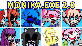 Friday Night Funkin VS SonicEXE 20 but its All Monika FULL WEEK All Songs  Bonus FNF Mod [upl. by Sacul]