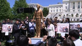 Tank Man statue unveiled at DC Tiananmen rally [upl. by Aekin]