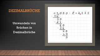 Dezimalbrüche  Umwandeln von Brüchen in Dezimalbrüche  Mathe einfach erklärt [upl. by Linell]