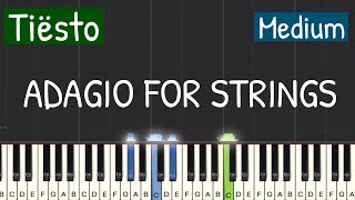 Tiësto  Adagio For Strings Piano Tutorial  Medium [upl. by Pfeffer464]