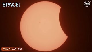 2024 solar eclipse begins over Mexico  See the first views [upl. by Kowalski]