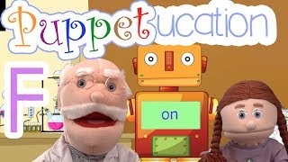 The Letter F  Professor Interesting from Puppetucation on TinyGrads Homeschool family [upl. by Mesics673]