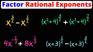 Factor Expressions with Rational Exponents  Eat Pi [upl. by Aisat161]