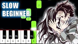 Kamado Tanjirou no Uta  Demon Slayer Kimetsu no Yaiba ED Ep19  SLOW BEGINNER Piano Tutorial [upl. by Adest869]