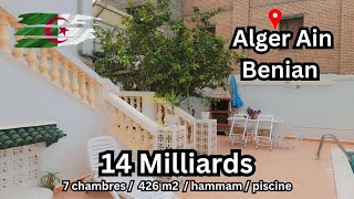 Alger Ain Benian  14 milliards  Maison 7 chambres 426 m2 hammam piscine [upl. by Nerac138]