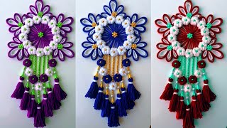 Easy Woolen Flower Wall Hanging Using Plastic Bottle  Woolen Thread Craft for Beginners [upl. by Hsaka]