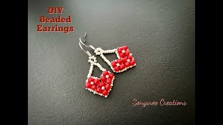 Sweetheart Beaded Earrings Tutorial 💞DIY EarringsHow to make beaded earrings [upl. by Narf291]